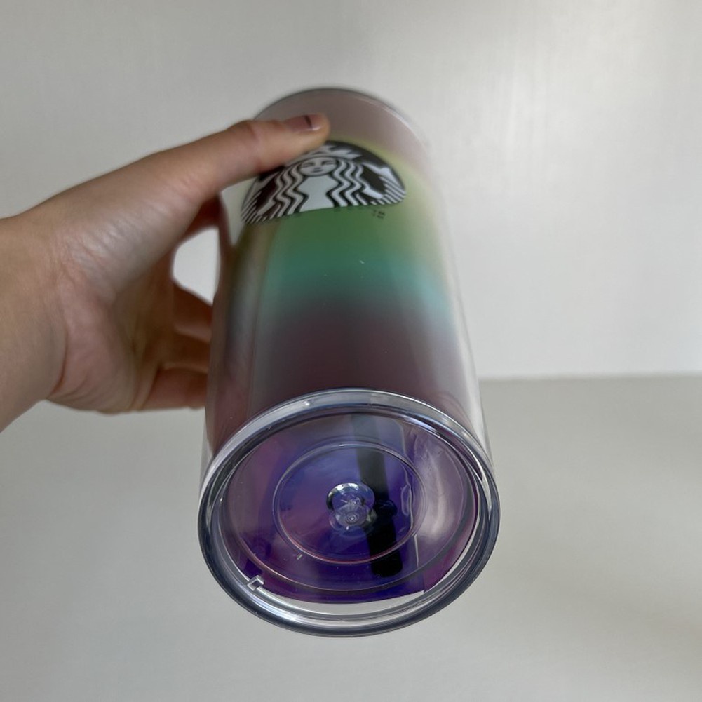 Ly nước Starbucks hai lớp bằng nhựa trong suốt 700ml có ống hút