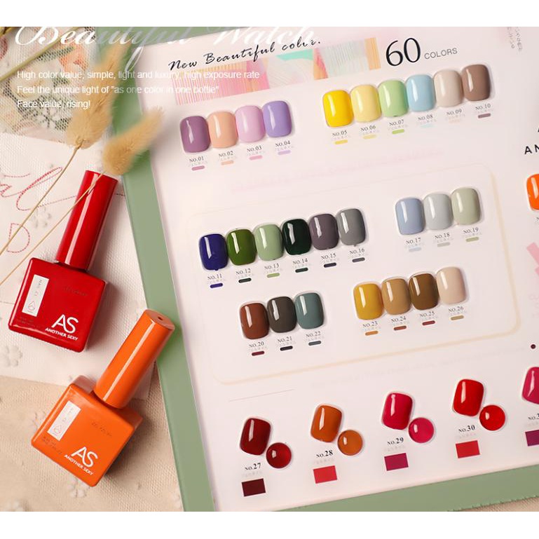 Sơn gel AS mẫu chai vuông siêu hot 60 màu  15ml
