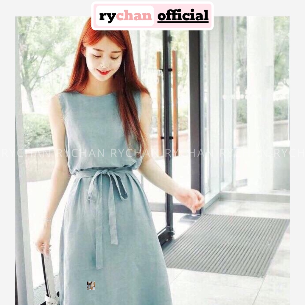DM476 - Đầm Maxi Nút Sau Cột Eo