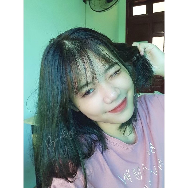 Thuốc Nhuộm Tóc Màu XANH ĐEN ÁNH RÊU / RÊU ĐEN KHÓI Không Cần Tẩy - Lên Từ Nền Nâu Level 5-6