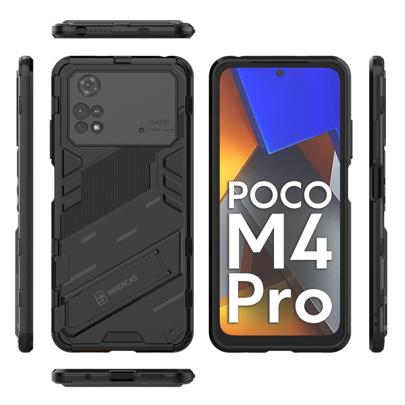Ốp Điện Thoại Cao Su Cứng Chống Sốc Có Giá Đỡ Cho Xiaomi Poco M4 Pro 4G X4 X3 M3 Pro
