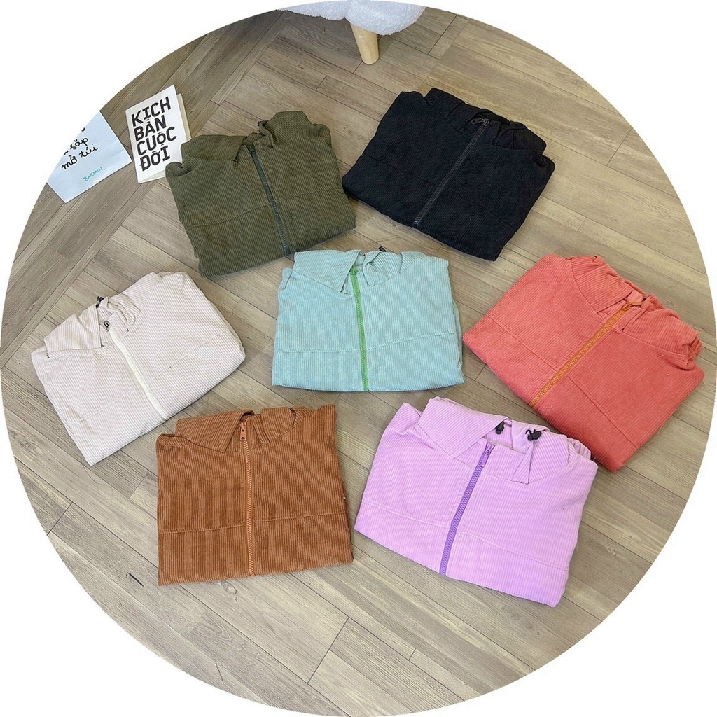 Áo Khoác Lửng áo khoác Croptop Nữ Nhung Gân Tăm Hàng Form Rộng