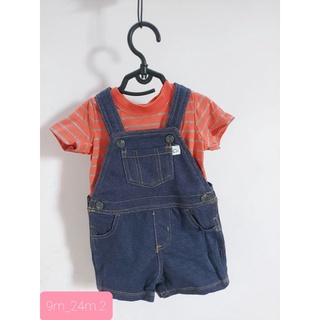 Set yếm áo sọc bé trai hàng carter's xuất