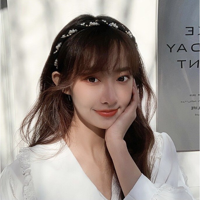 Bờm tóc đính đá Băng đô tết lụa ngọc trai nhân tạo phong cách Hàn Quốc tiểu thư xinh sang trọng cho nữ Miituu BT4