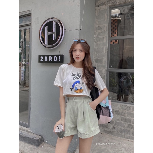 Quần Short vải 1919-lưng thun 1 nút-lật lai