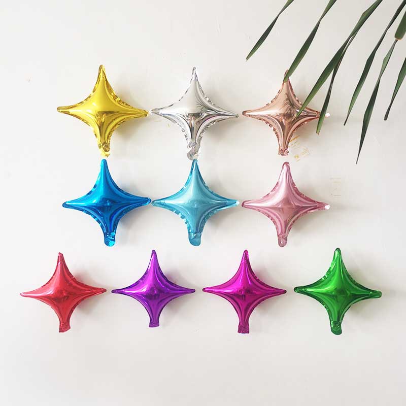 Bong Bóng Nhôm 10 inch Hình Ngôi Sao Bốn Cánh Dùng Trang Trí Kính Sinh Nhật / Tiệc Cưới / Giáng
