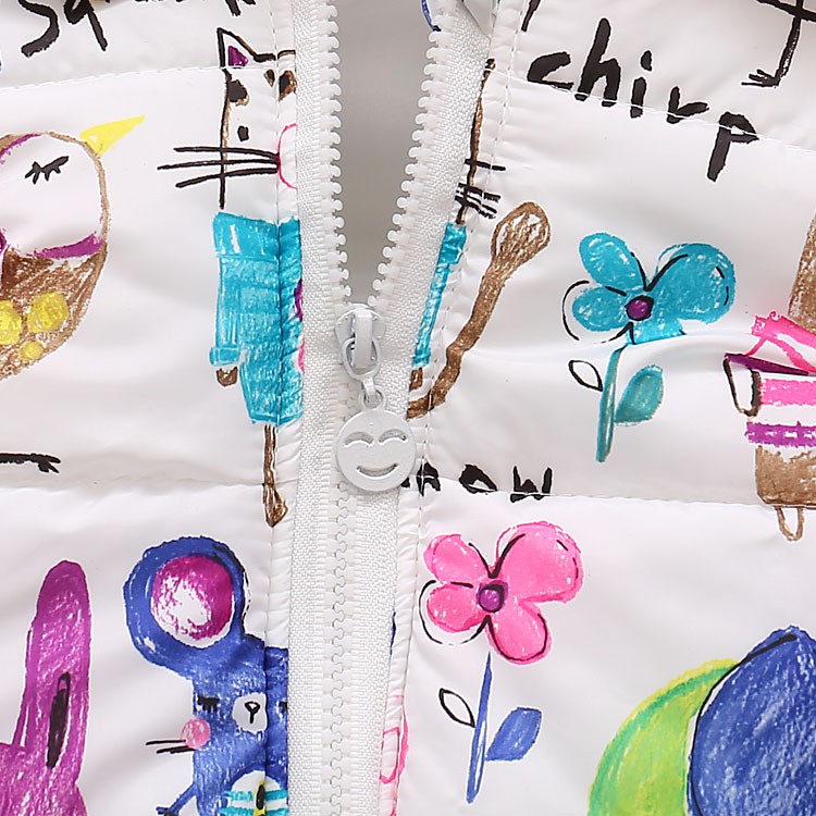 Áo khoác không tay có nón in họa tiết hoạt hình dễ thương thời trang mùa đông cho bé gái từ 6 tháng - 3 tuổi