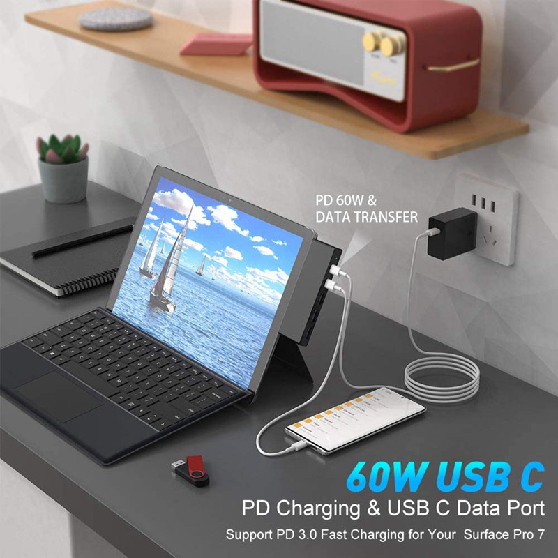 Đế Sạc Usb Type C 7 Trong 1 Cho Surface Pro 7