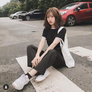 ÁO CROPTOP VIỀN ĐEN TRẮNG HOT