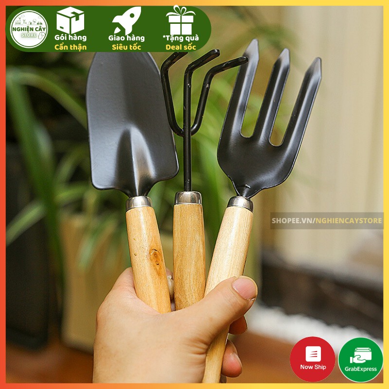 Bộ 3 dụng cụ 25cm làm vườn, trồng cây cảnh hàng loại 1 cứng cáp