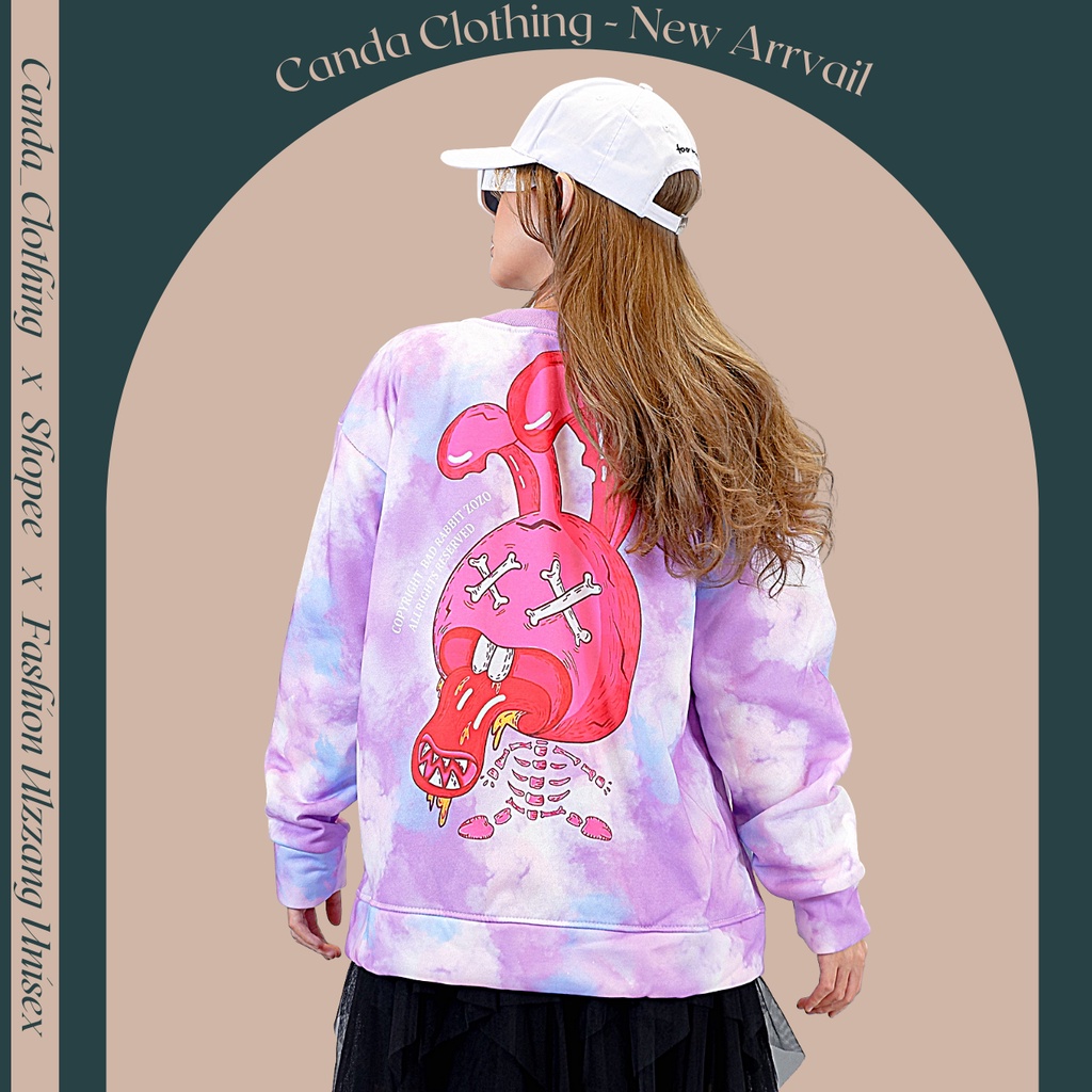 Áo khoác bomber nỉ bông 3D dày dặn form rộng unisex áo bóng chày nam nữ LOANG HỒNG THỎ XX - CANDA 3377