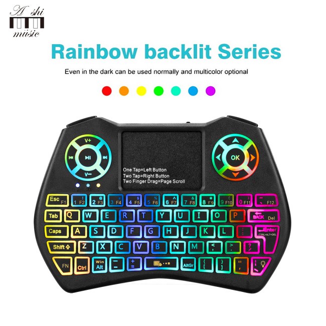 wireless rgb keyboard Bàn Phím Không Dây Có Đèn Led Và Điều Khiển Từ Xa Edes19 Cho Android Tv Box Pc