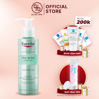 Sữa rửa mặt kiềm dầu dành cho da nhờn mụn eucerin proacne solution cleansing gel 400ml - bliss spa