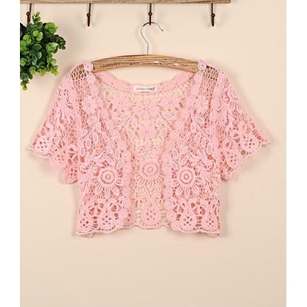 Áo khoác cardigan phối ren tay ngắn phong cách thời trang cho nữ 2015 | BigBuy360 - bigbuy360.vn