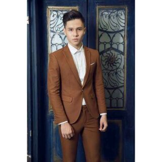 Vest nam màu vàng bò