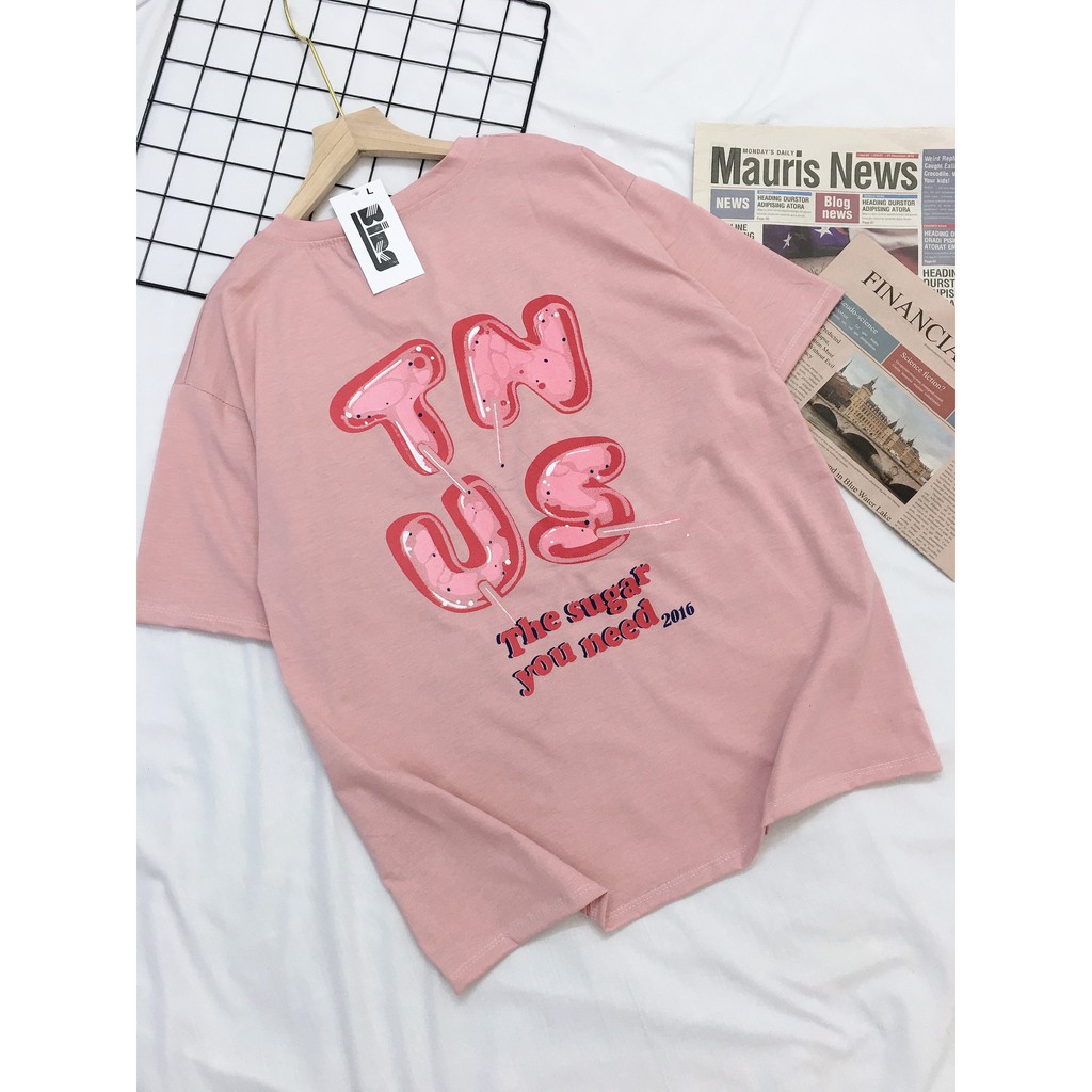 Áo thun tay lỡ có size vanmiushop dáng rộng in hai mặt