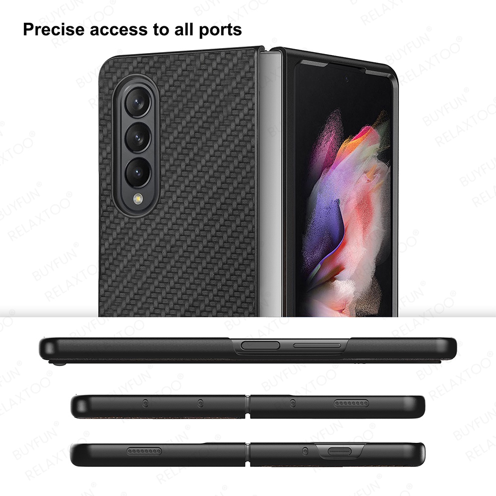 Ốp Điện Thoại Sợi Carbon Chống Sốc Sang Trọng Cho Samsung Galaxy Z Fold 4 Z Fold 3