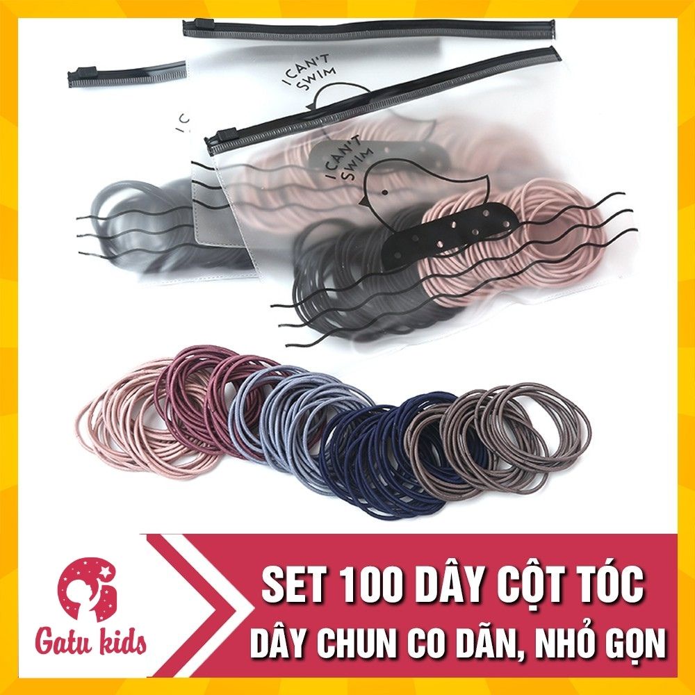 Set 100 Dây chun buộc tóc nhiều màu