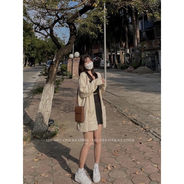 Áo khoác cardigan len thừng dáng dài kèm đai chất đẹp ( Ảnh thật ) | BigBuy360 - bigbuy360.vn
