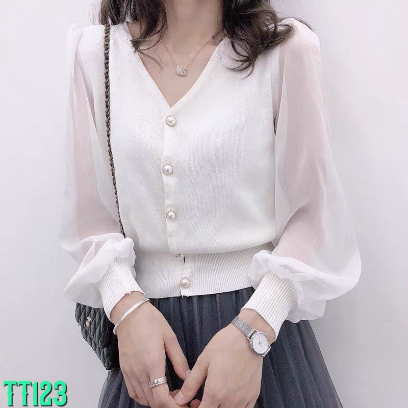 [ Giá Sỉ ] Áo len nữ cổ tim, áo len pha tay lưới hàng quảng châu loại 1 | BigBuy360 - bigbuy360.vn