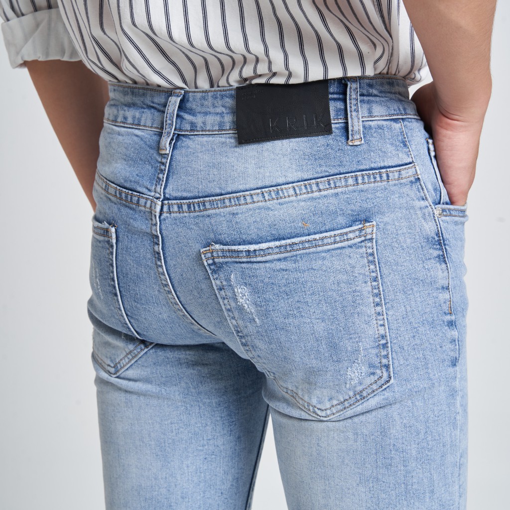 Quần Jeans Nam Chất Bò Đẹp Local Brand TONY4MEN Form Slimfit Màu Xanh Xước QJ1040 | BigBuy360 - bigbuy360.vn