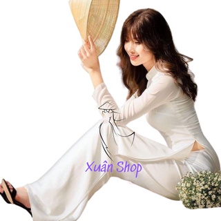 Áo dài trắng học sinh 04 tà chiffon truyền thống may sẵn
