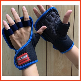Găng tay tập gym hở mu có dây quấn PANDO loại 1