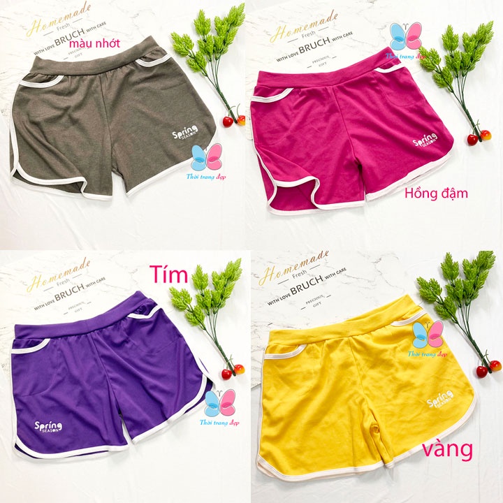 Quần đùi thêu chữ Spring Lưng Thun Cho Nữ freesize từ 55kg lên đến 70kg - QGSpring