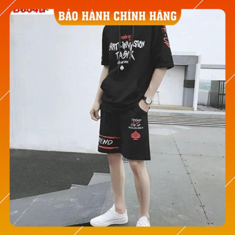 [Mặc Là SANG] BỘ QUẦN ÁO THỂ THAO NAM IN HỌA TIẾT TREND đồ mặc nhà có nón ( BTT có nón cũ )