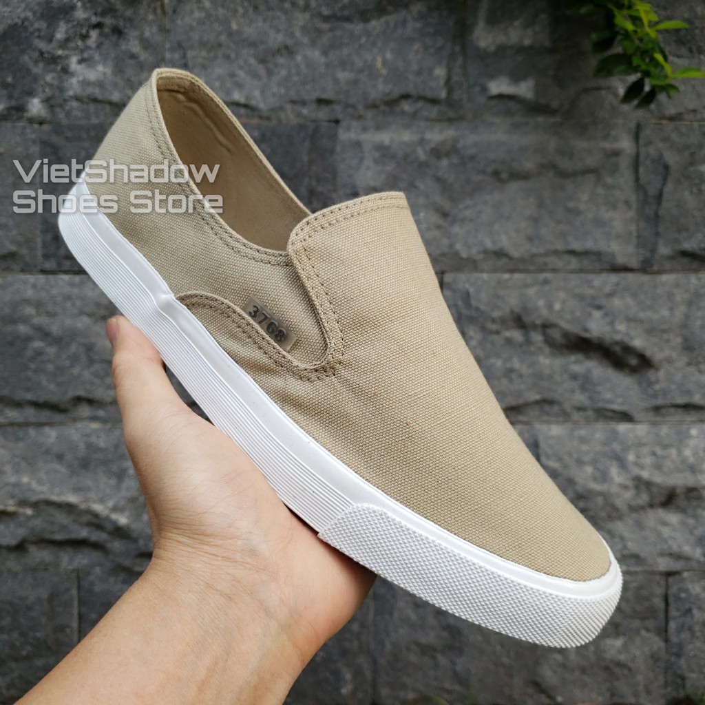 Slip on nam - Giày lười vải nam cao cấp thương hiệu 3768 - Vải thô 4 màu (đen), (khaki), (Xanh), (Đỏ) - Mã SP 616