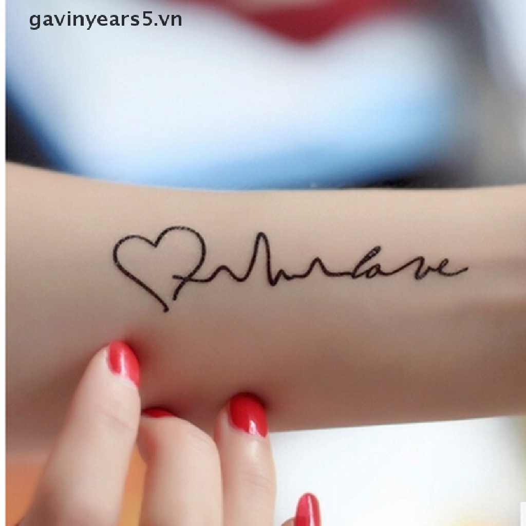 Sticker Dán Hình Xăm Tạm Thời Hình Trái Tim Màu Đen Chống Nước Có Thể Tháo Gỡ