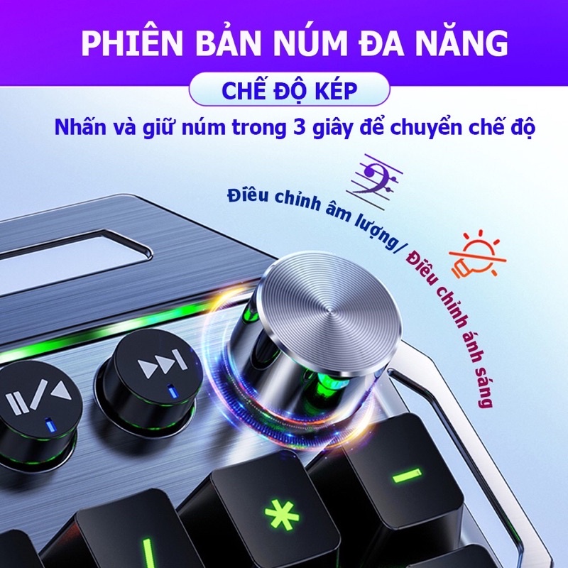 Bàn phím cơ Gaming K100 full led núm chuyển biến âm thanh phiên bản mới nhất