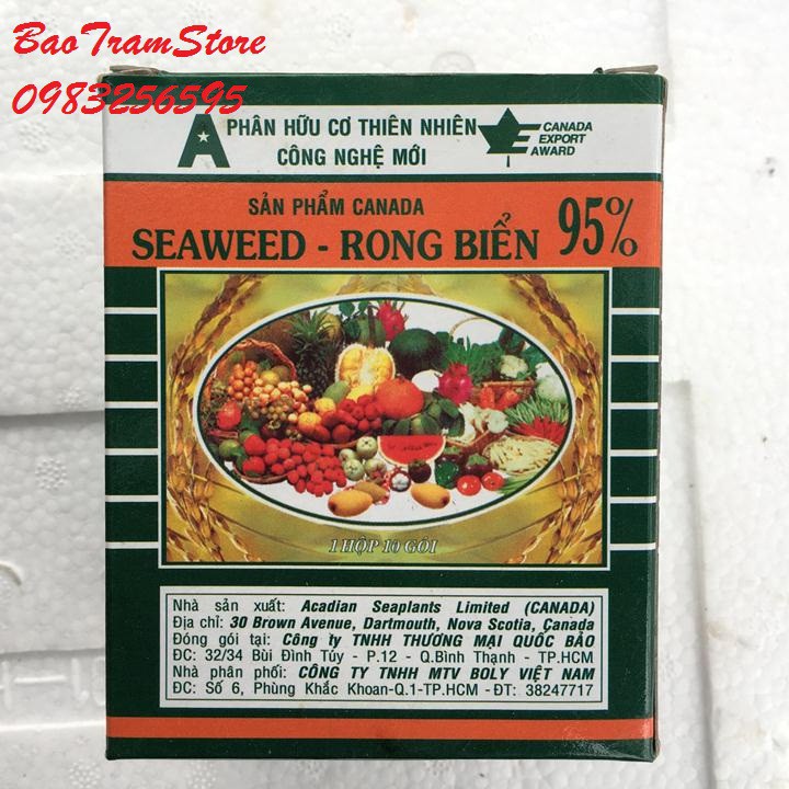 Bán Hộp 10 gói phân bón lá chiết xuất từ rong biển SEAWEED gói 10gr hàng nhập, phân phối trong nước bởi thietbinhavuon.