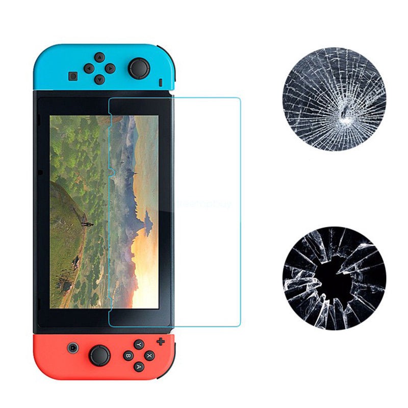 Set 2 Kính Cường Lực 9H Bảo Vệ Màn Hình Cho Máy Chơi Game Nintendo Switch Kèm Phụ Kiện