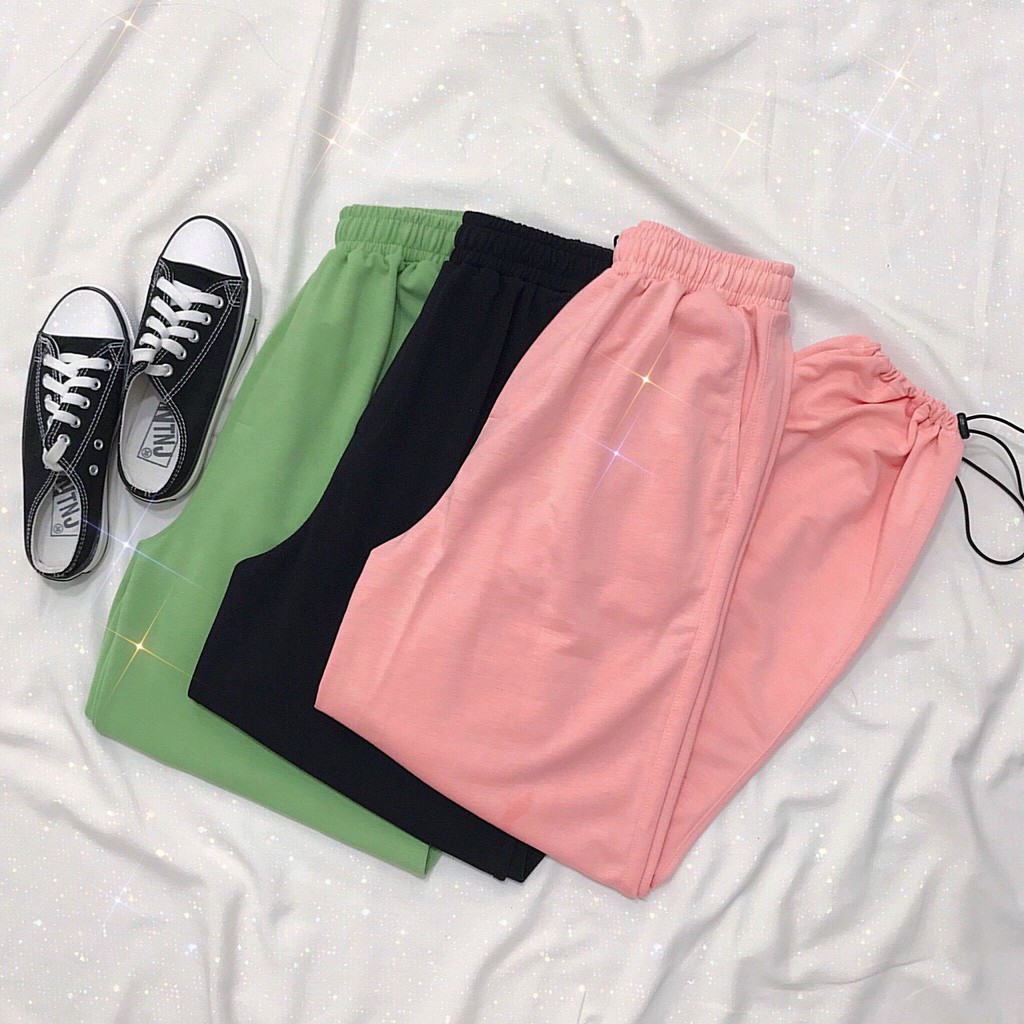 Quần Jogger Unisex trơn dây rút nam nữ form rộng Unisex Freesize 40-65kg Molly Fashion | BigBuy360 - bigbuy360.vn