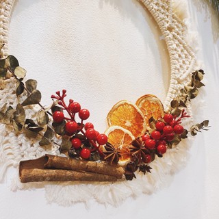 Vòng nguyệt quế macrame trang trí Noel