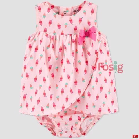 Romper Váy Bé Gái - Hồng Nhạt Kem