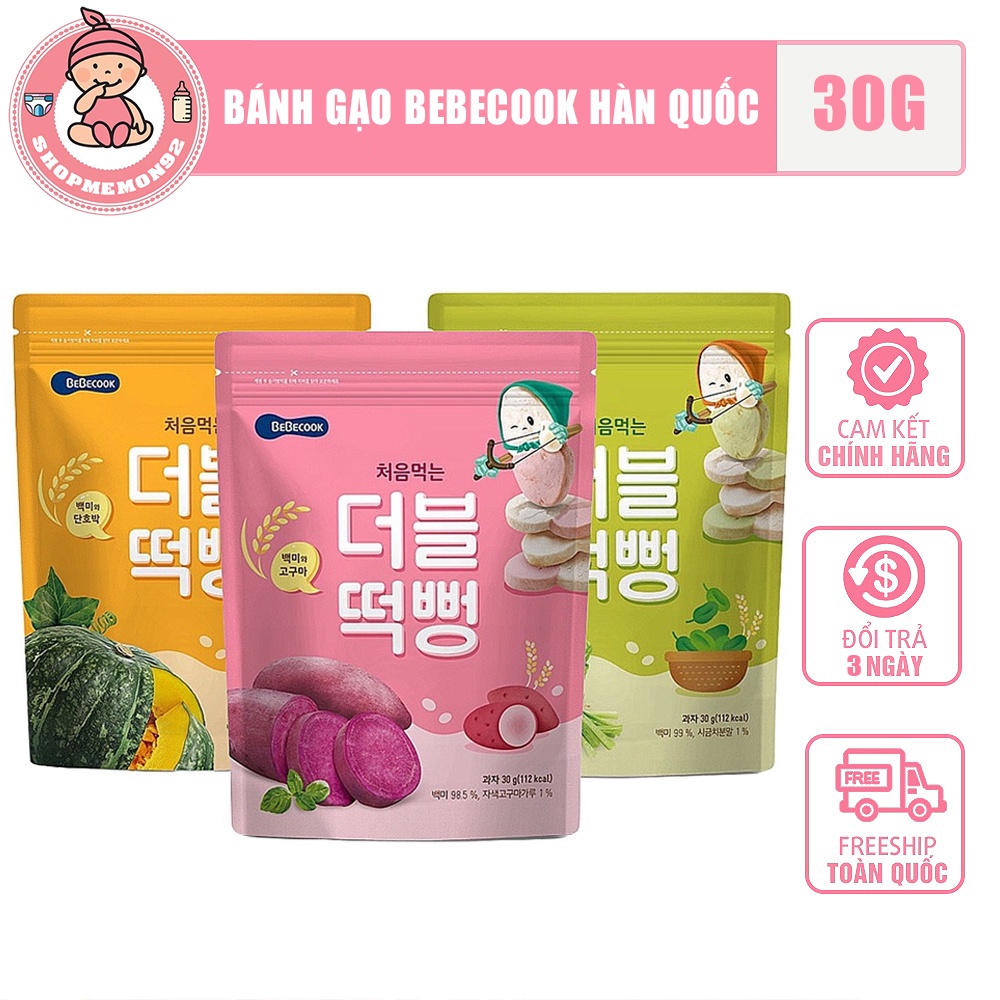 Bánh gạo hàn quốc -BEBECOOK hữu cơ cho bé 6m+ chính hãng an toàn sử dụng T5/2023