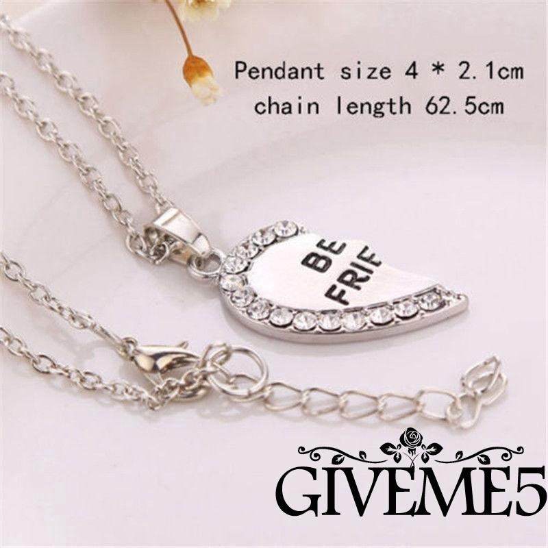 Dây chuyền tình bạn mặt trái tim đôi khắc chữ Best Friend Forever đính đá