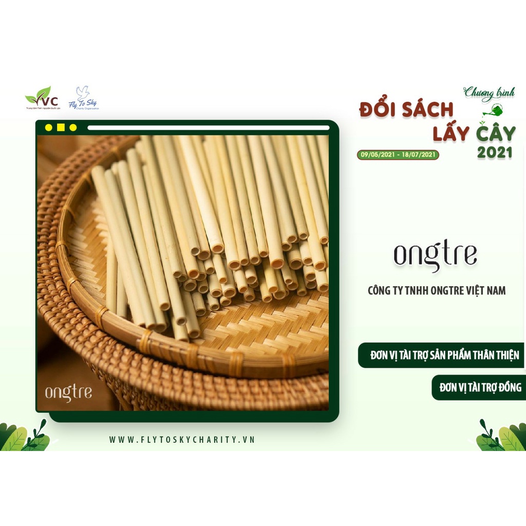Bộ 100 ống hút tre cao cấp thương hiệu ONGTRE kích thước dài 20cm, đường kính 6 đến 8mm