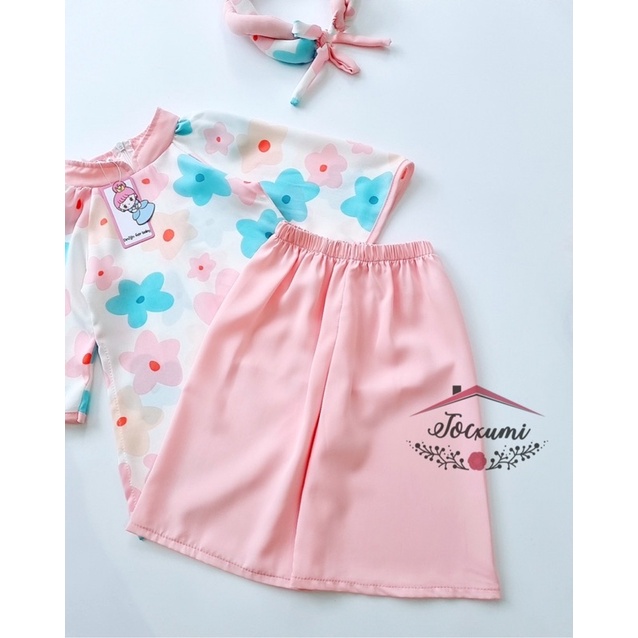 Set áo dài cách tân hoa đào ngọt ngào siêu iu mát mịn - Tocxumi