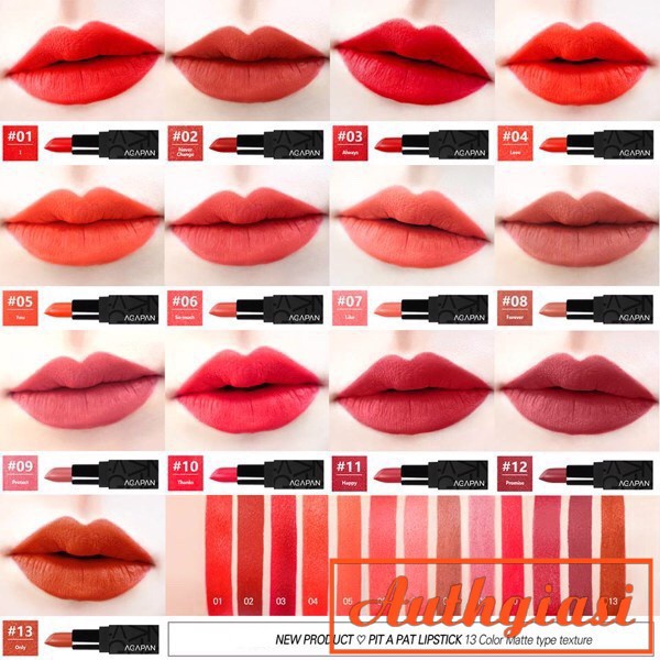 🌸 Dothiengiang 🌸  Son thỏi lì Agapan Pit A Pat Matte Lipstick mịn môi, lên màu tuyệt đẹp đủ màu 01-13 [Có Bill]