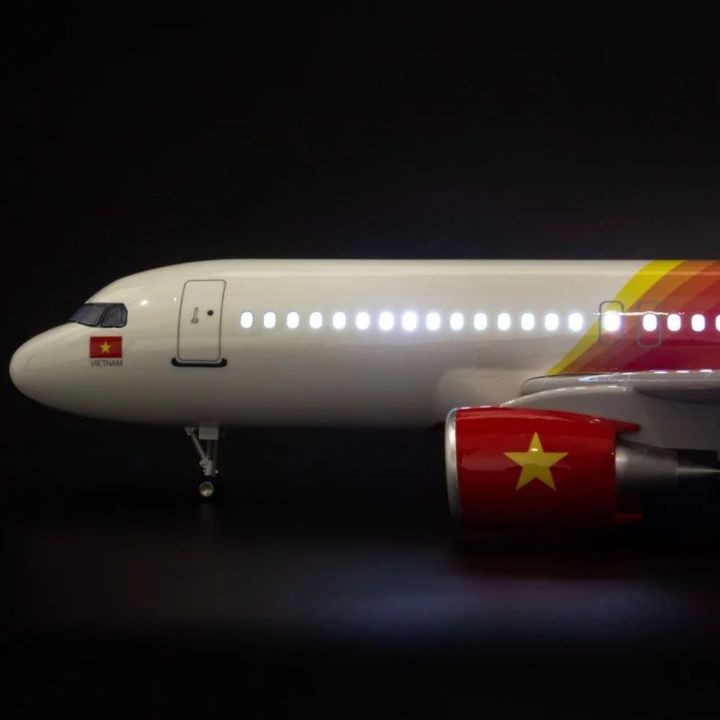 Mô hình Máy bay lắp ghép Vietjet Air Airbus A320 47cm Có đèn led
