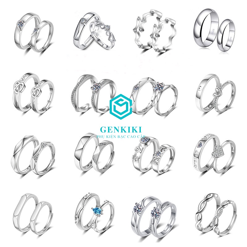 Nhẫn đôi bạc nam nữ, bạn thân cute cao cấp GenKiKi H33