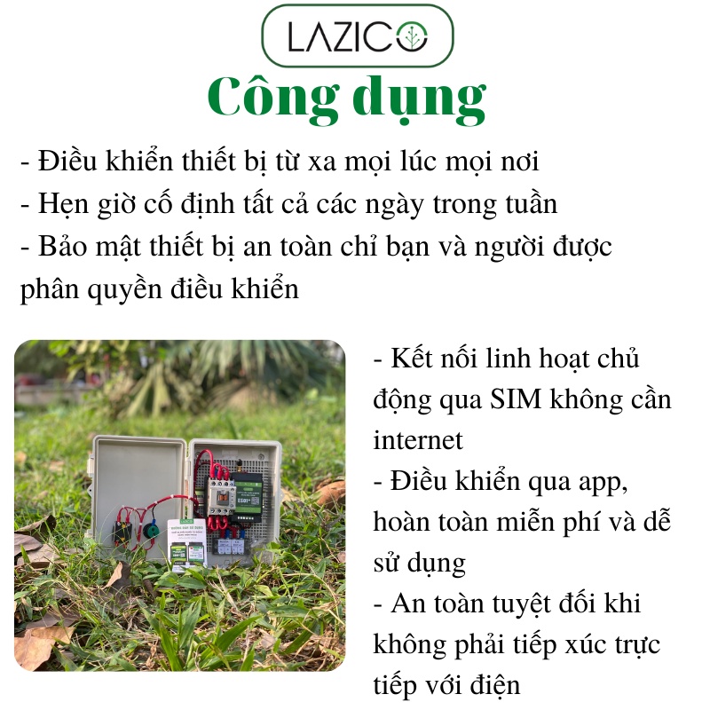 Tủ điều khiển từ xa qua điện thoại cho máy bơm 220V, công suất 3hp - 10hp dùng app LAZICO LZ1B+