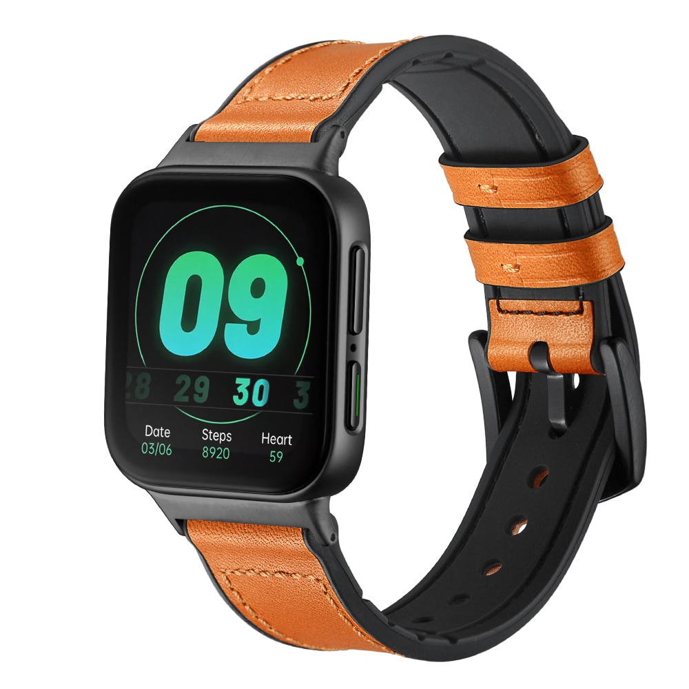 Dây Đeo Thay Thế Bằng Da Màu Đen Nâu Cho Đồng Hồ Thông Minh Oppo Watch 46mm