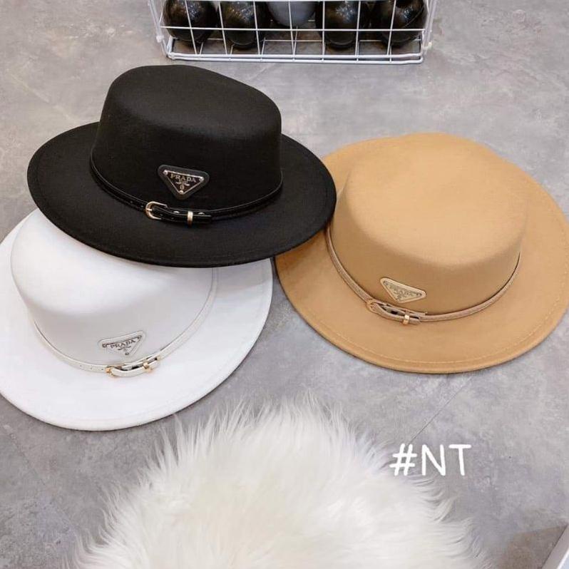 Mũ dạ fedora vành nhỏ đai da PRA DA siêu sang chảnh