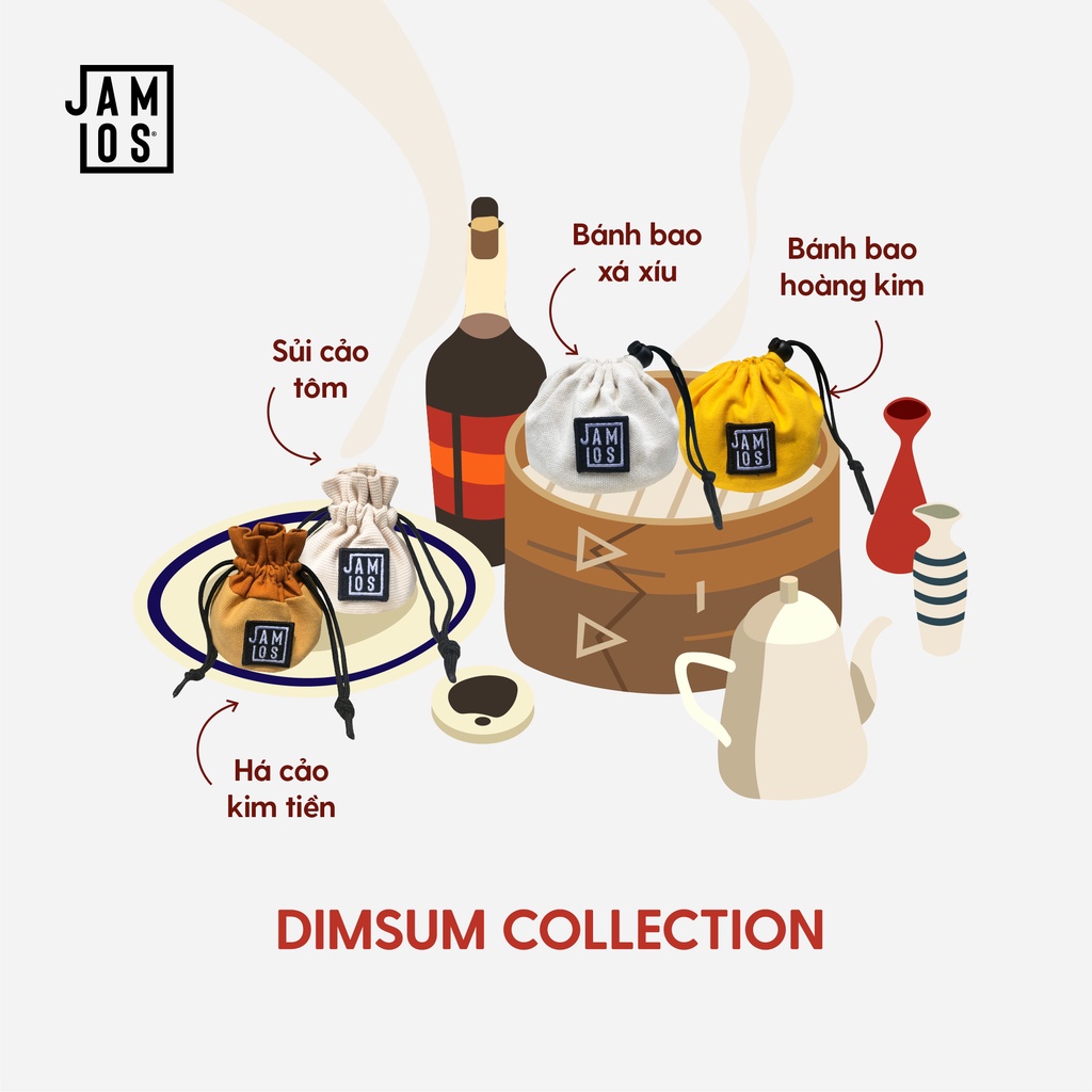 Jamlos Dimsum - Túi rút phụ kiện gọn nhẹ vải canvas đựng chìa khoá, thẻ xe, dây sạc, đồ trang điểm