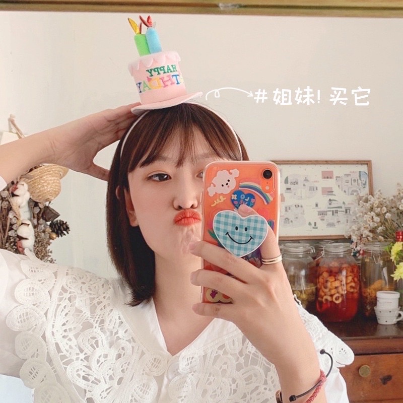 Băng đô hình bánh kem sinh nhật cho bé, bờm cài tóc, phụ kiện chụp hình sinh nhật