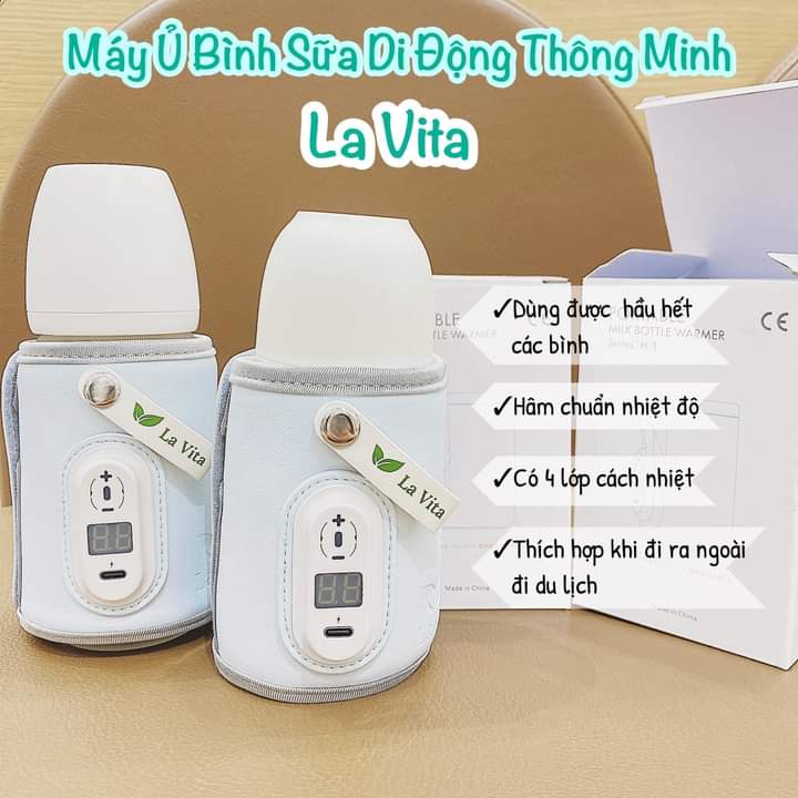 Máy Ủ Bình Sữa Di Động Thông Minh La Vita phù hợp với mọi loại bình sữa (dây sạc ko kèm Adapter) (katydang)